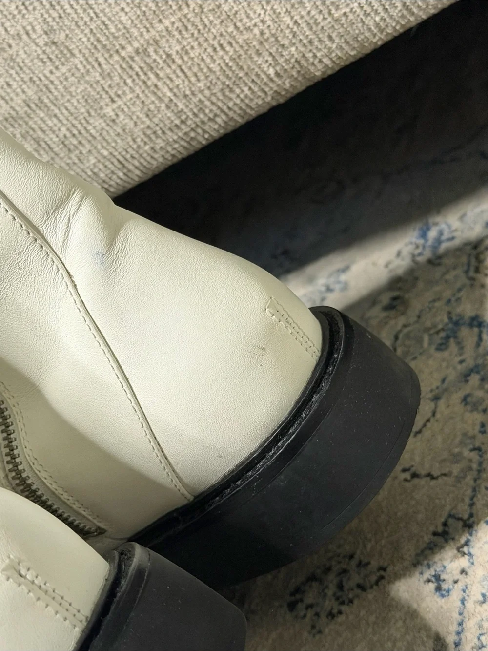 Tory Burch Double-T Combat Boot White Leather